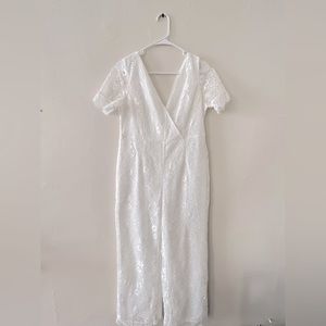 SHEIN White floral Jumpsuit | US L 40/42 8/10